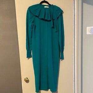 Vintage green Long Sleeve Dress 70% wool